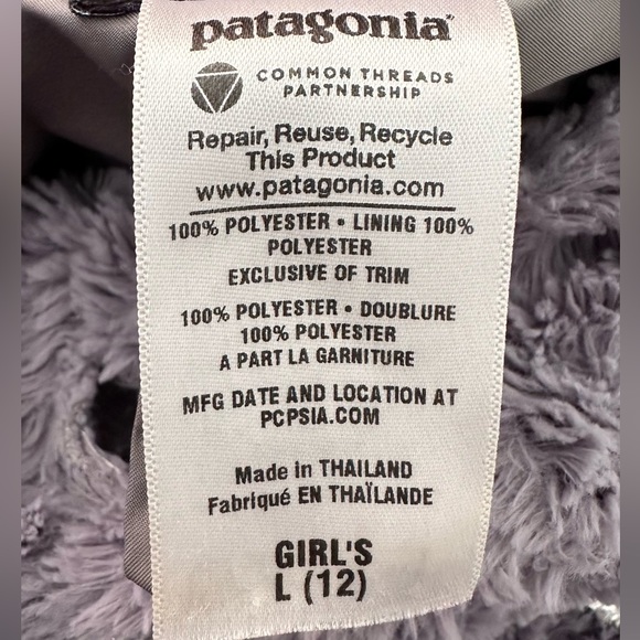 Patagonia Girls Gray Primaloft Pelage Jacket Faux Fur - Picture 5 of 6